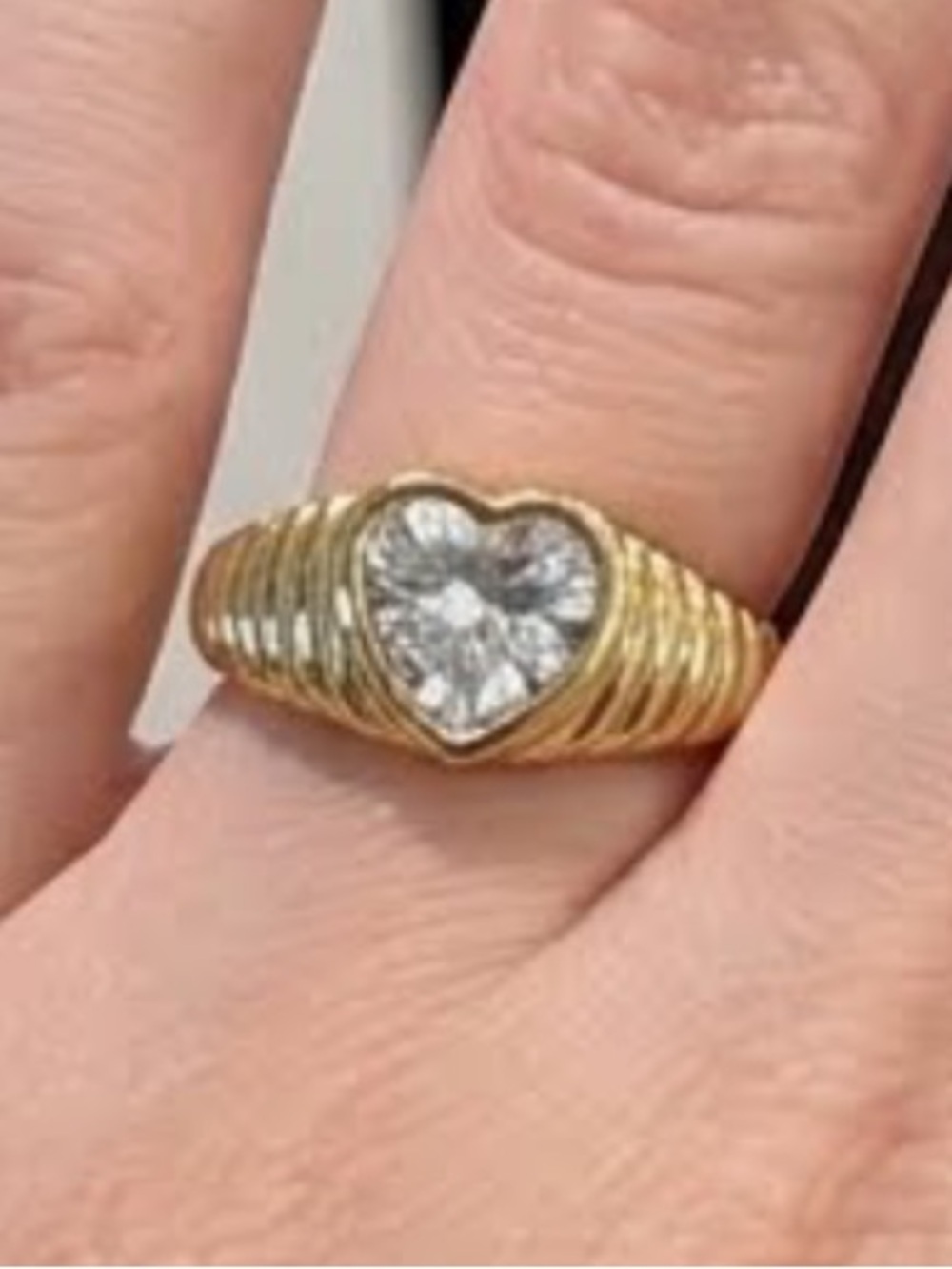 Gold Heart Ring with Clear Stone - Women Jewelry Ring